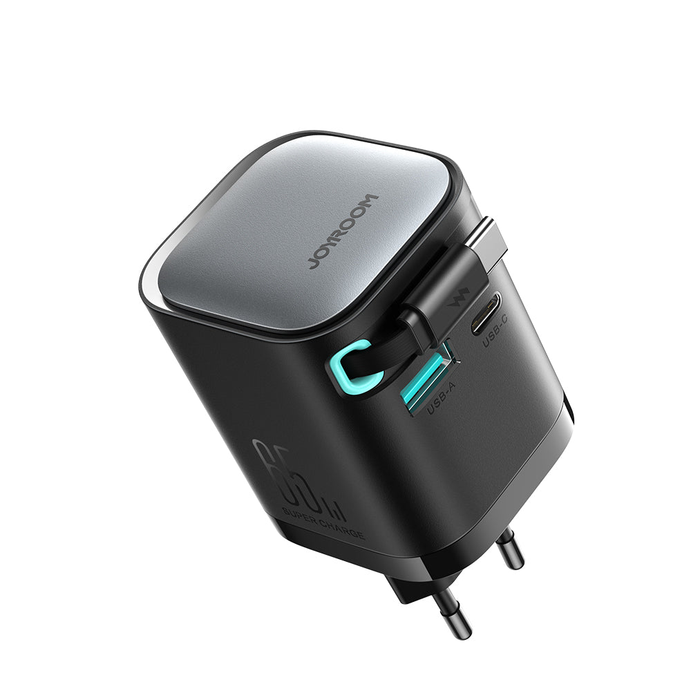 JOYROOM JR-TCL02 GaN 65W Charger with Retractable Cable-B2B
