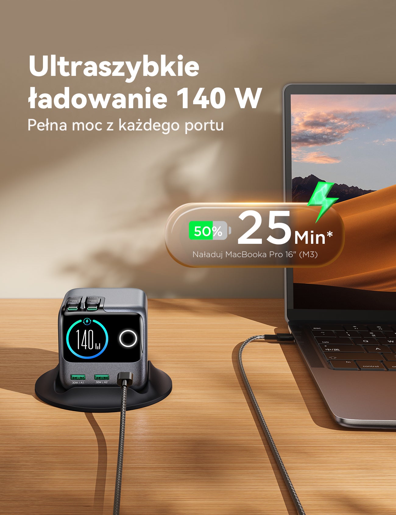JOYROOM JR-TRD01 PODIX – Biurkowa ładowarka GaN 140W z 5 portami