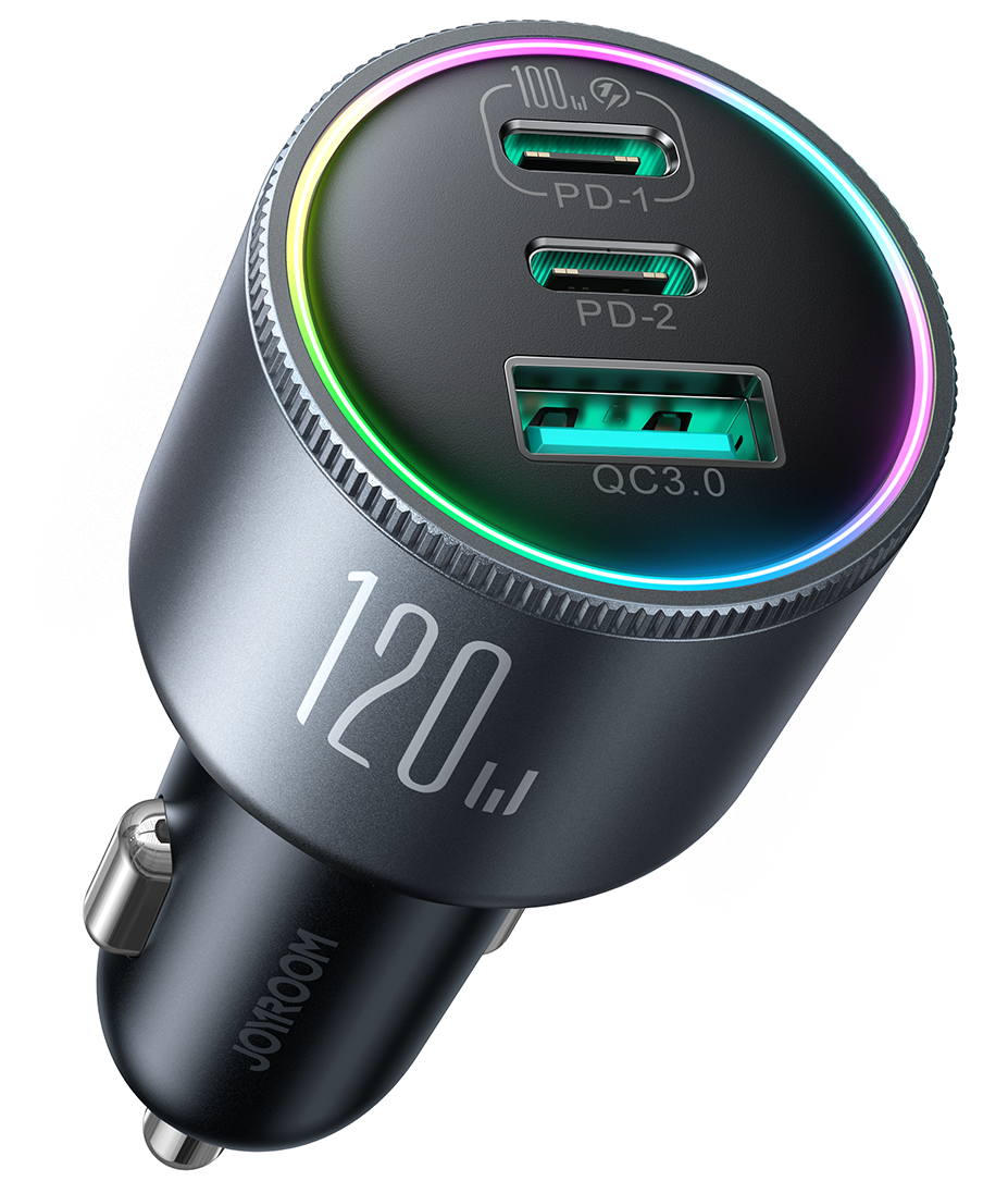 JOYROOM JR-CCN07 120W 3-Port (2PD+1QC3.0) Car Charger