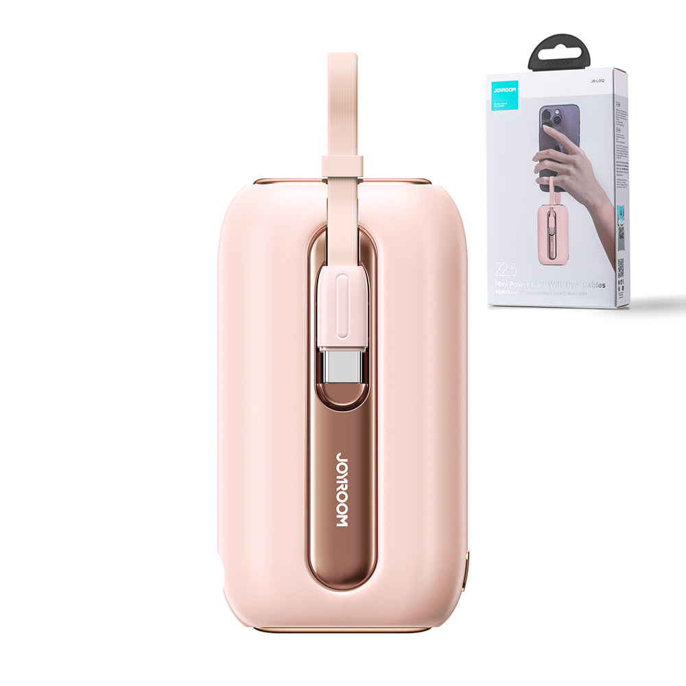 JR-L012 Colorful Series 22.5W mini Power Bank with Dual Cables 10000mAh (With USB to Type-C 0.25m Cable-White)