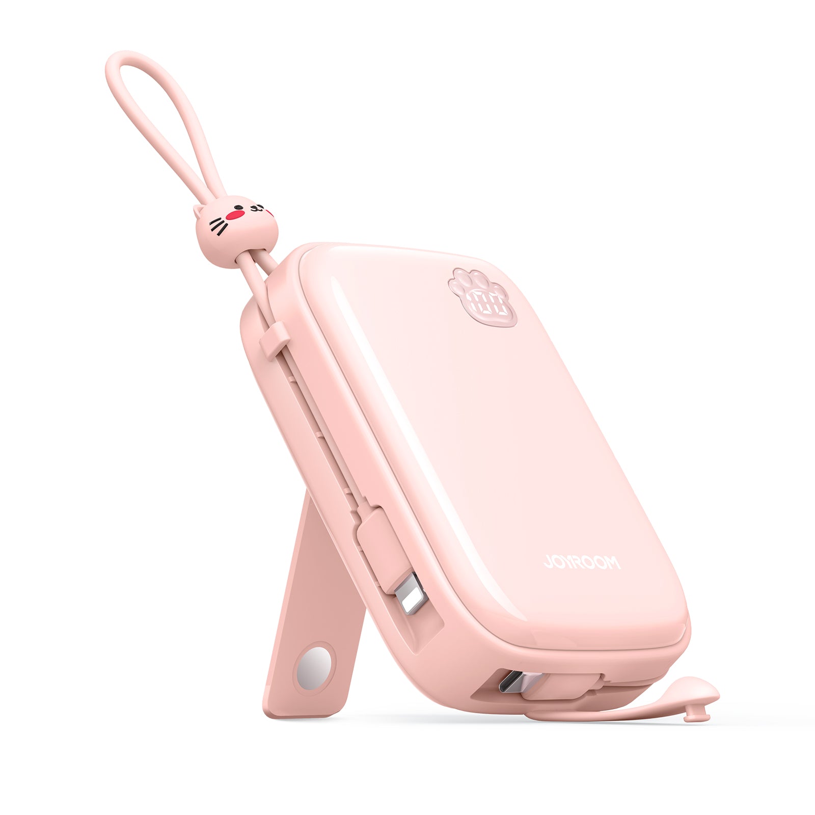 JR-L008 Plus Cutie Series 22.5W Power Bank with Kickstand 20000mAh (With USB.A to Type.C 0.25m Cable-White)