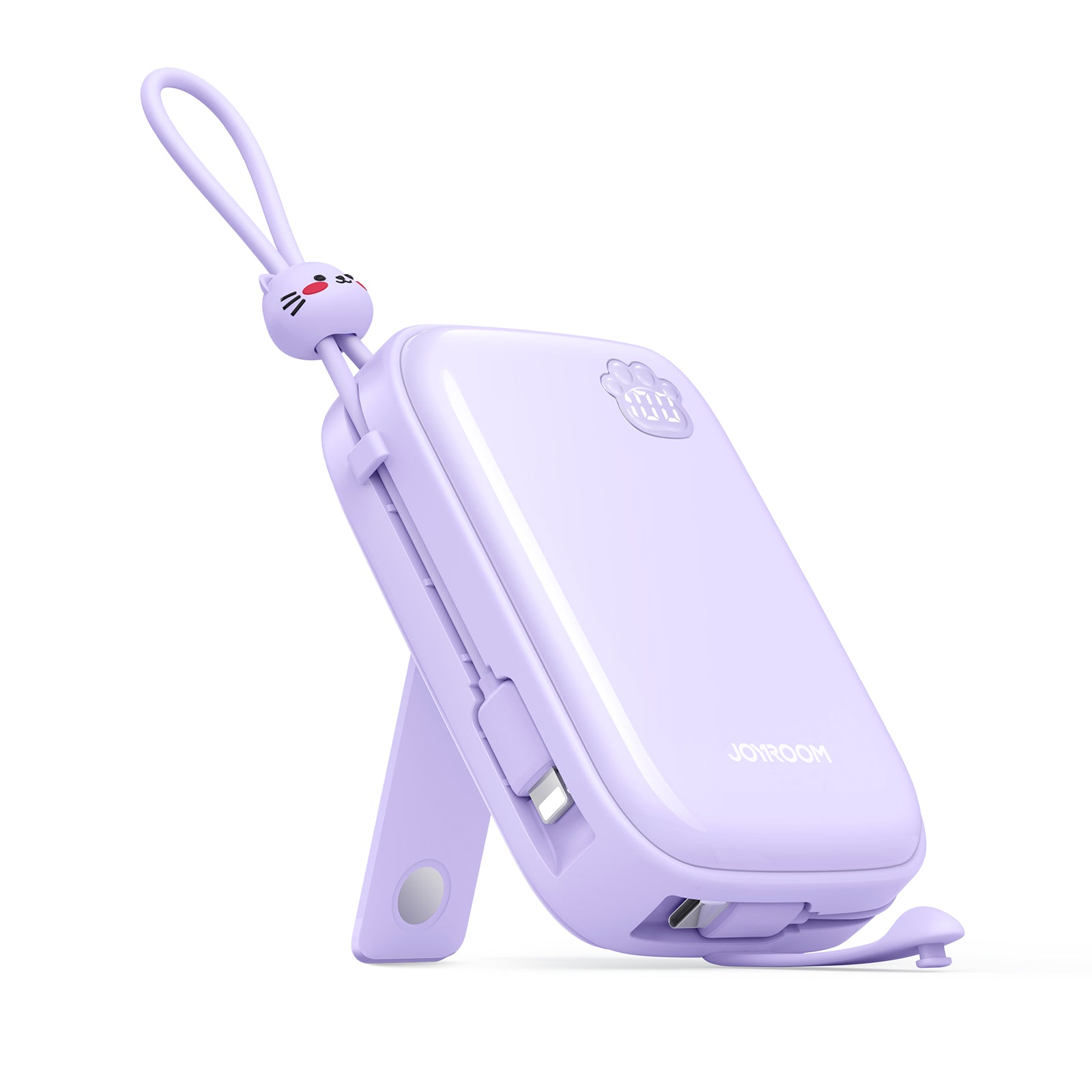 JR-L008 Plus Cutie Series 22.5W Power Bank with Kickstand 20000mAh (With USB.A to Type.C 0.25m Cable-White)