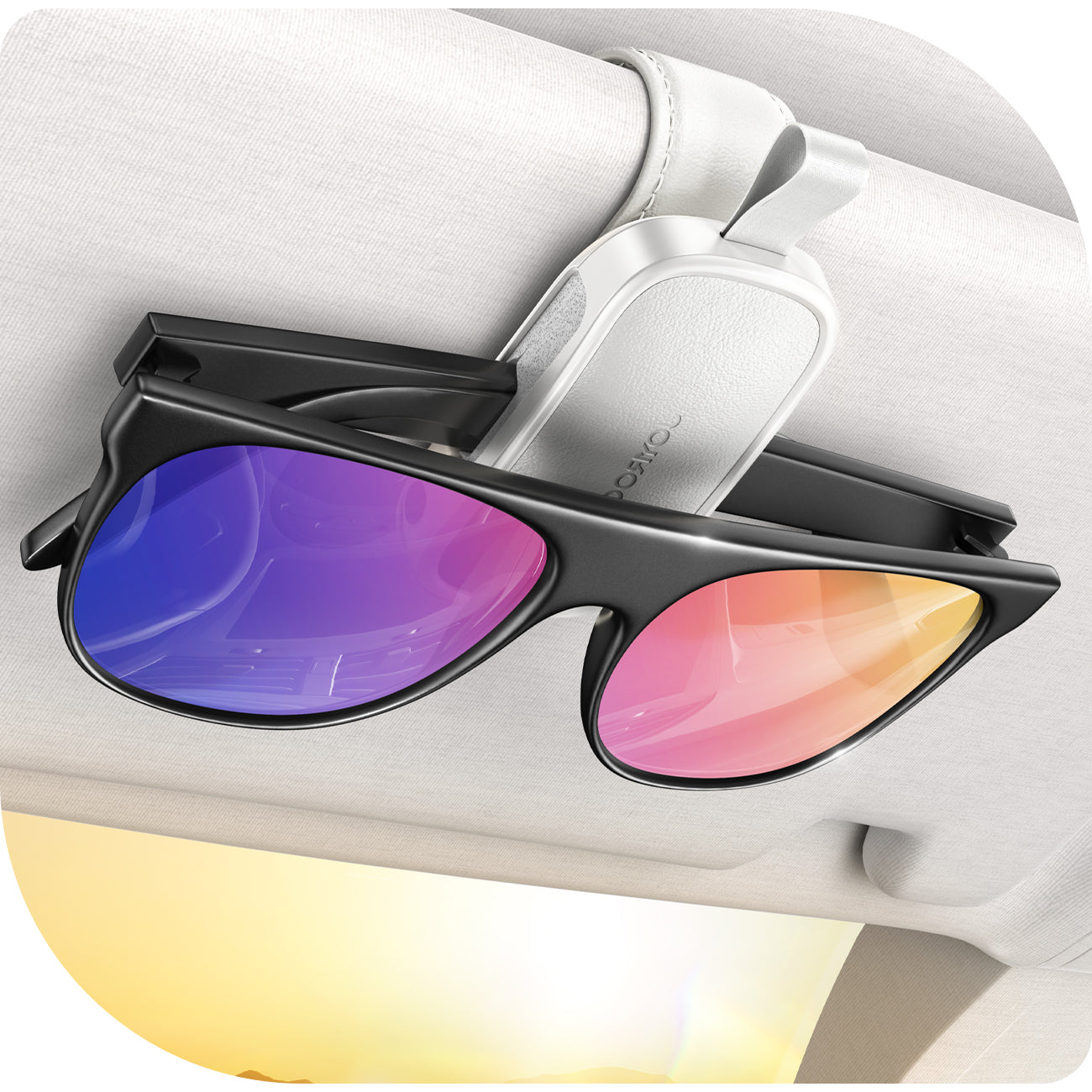 JOYROOM JR-ZS511 Magnetic One-hand Car Visor Sunglasses Holder Clip-White