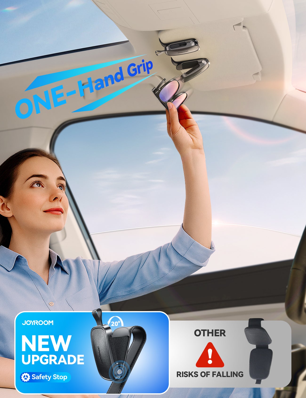 JOYROOM JR-ZS511 Magnetic One-hand Car Visor Sunglasses Holder Clip