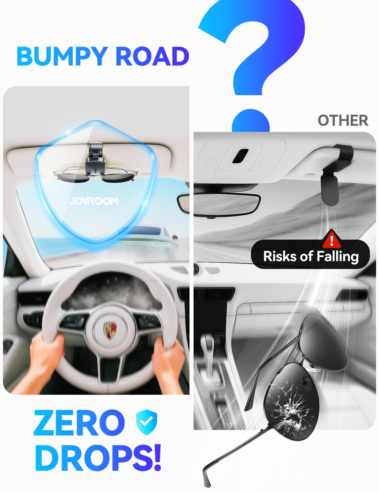 JOYROOM JR-ZS511 Magnetic One-hand Car Visor Sunglasses Holder Clip