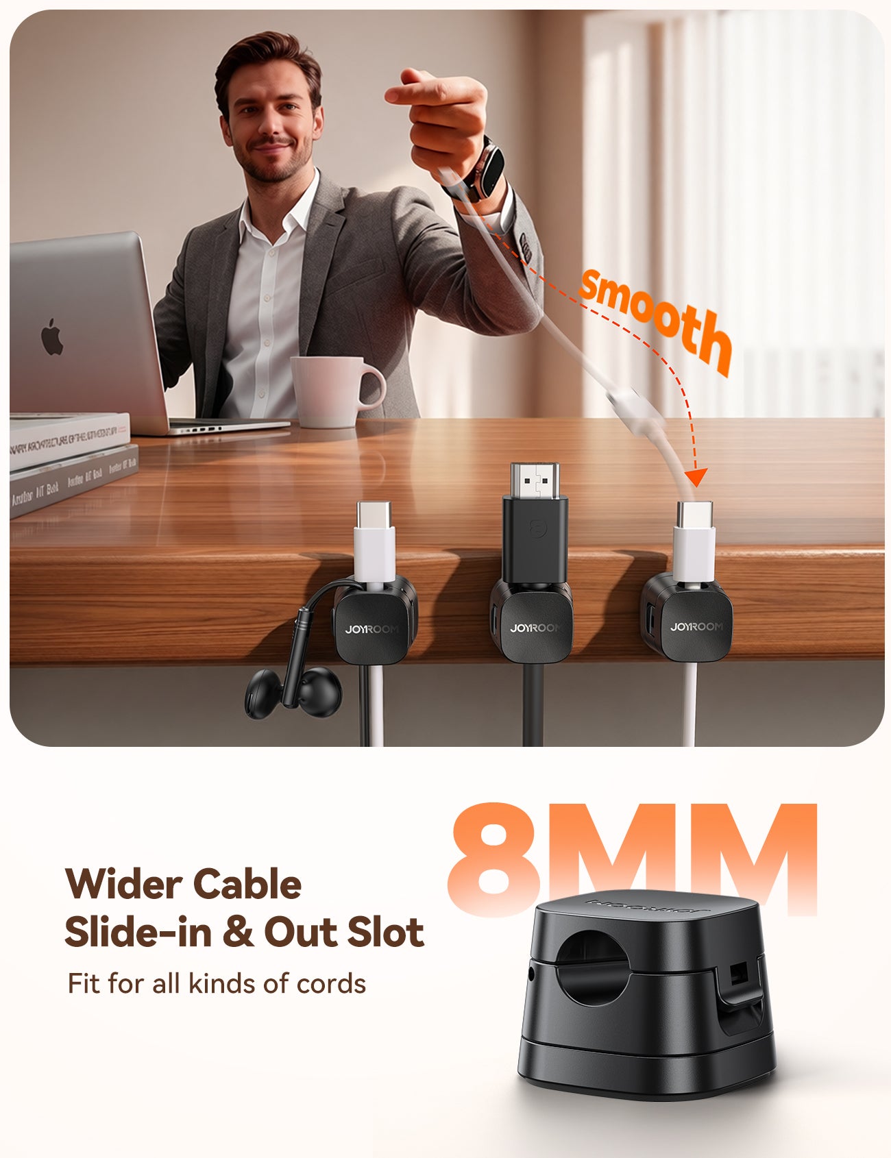 Magnetic Cable Organizer with Snap-Lock | JOYROOM JR-ZS668 Cord