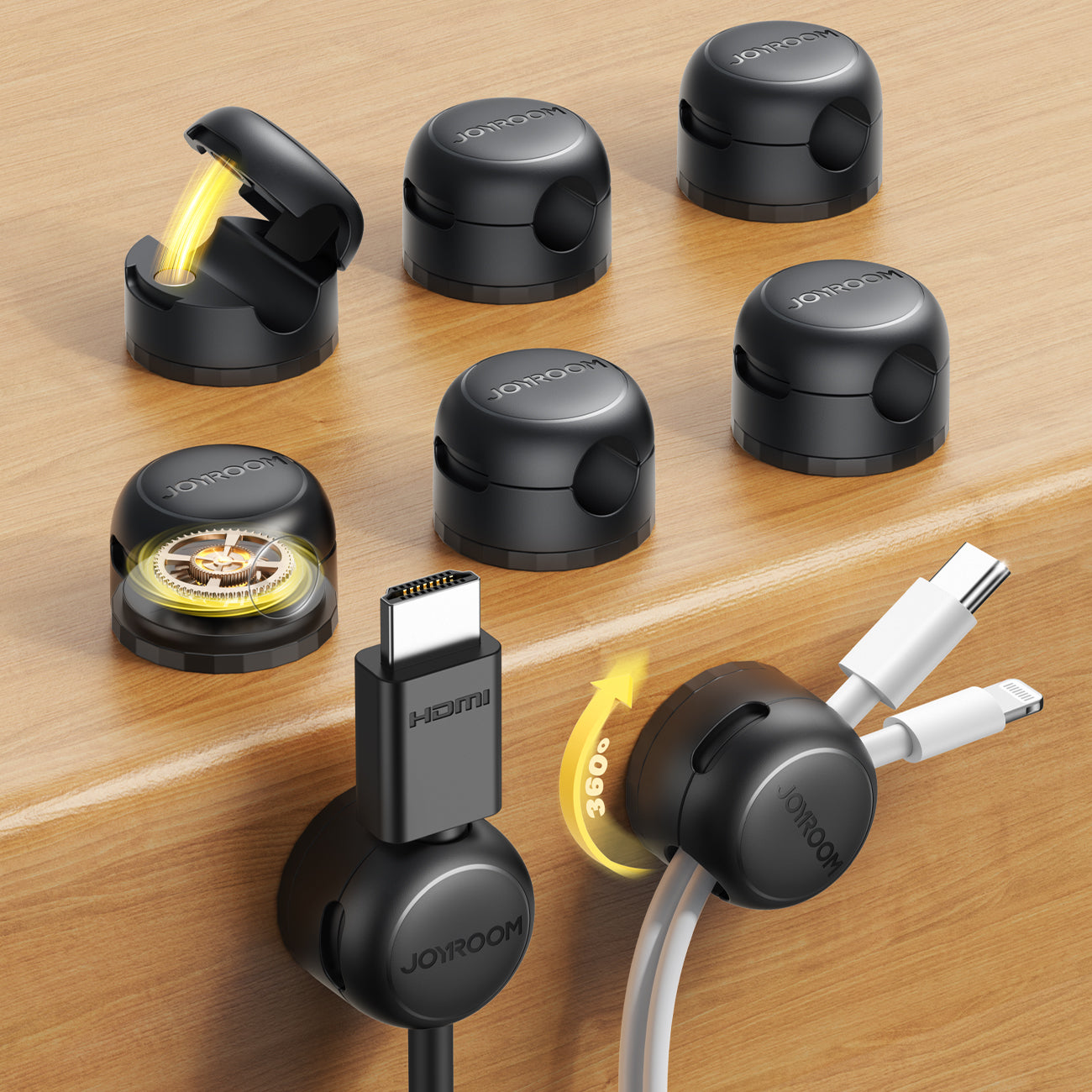 JOYROOM Magnetic Cable Organizer with Rotating Base – for Desk
