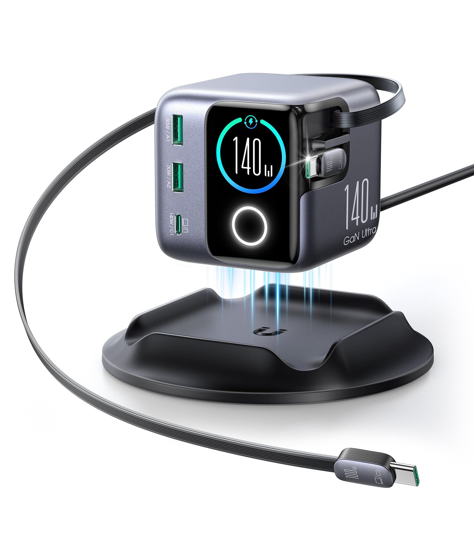 JOYROOM PODIX 140W GaN快充5合1自動捲線充電器