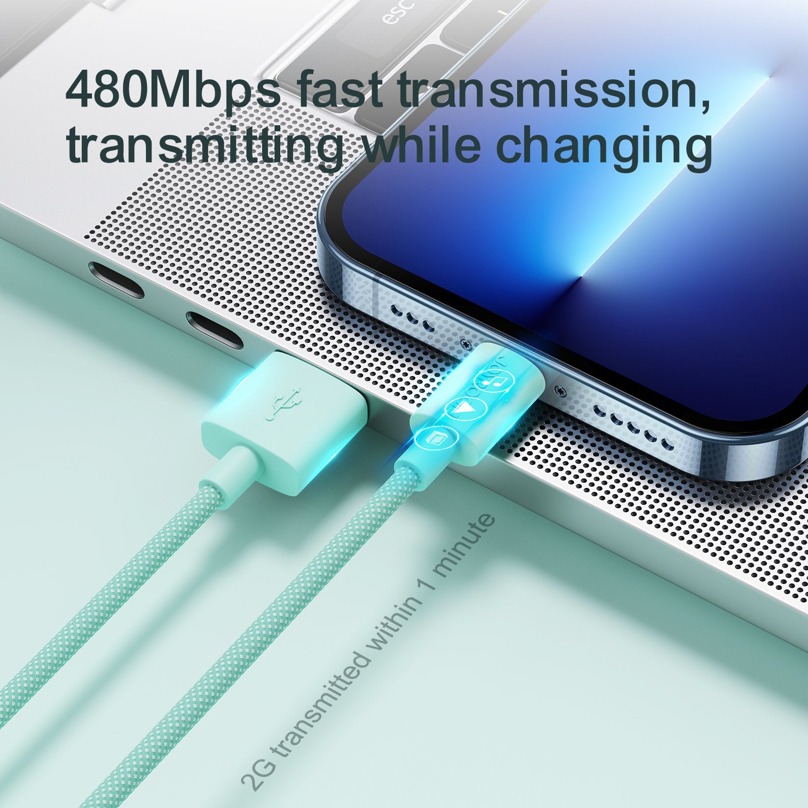 Macaron Nylon Braided Fast Charging Data Cable 2.4A/2M