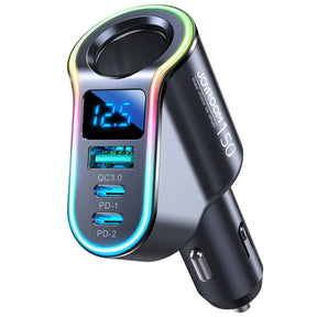 Cigarette Lighter USB Charger, JOYROOM 4 in 1 Car Charger Adapter 150W Fast Cigarette Lighter Splitter