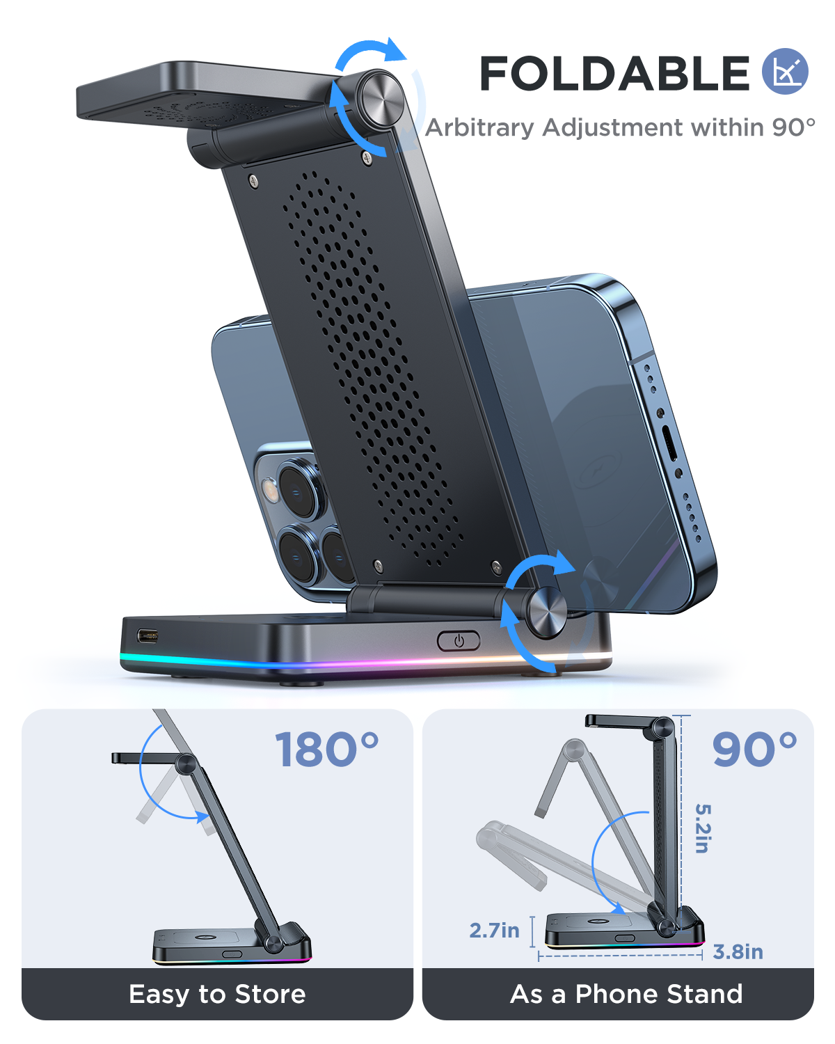 JR-WQN01 3-in-1 Foldable Wireless Charging Station