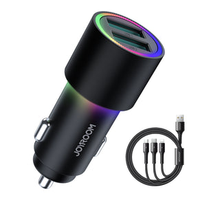 4.8A Dual-port (USB) Car Charger with 3-in-1 charging cable 1.2M
