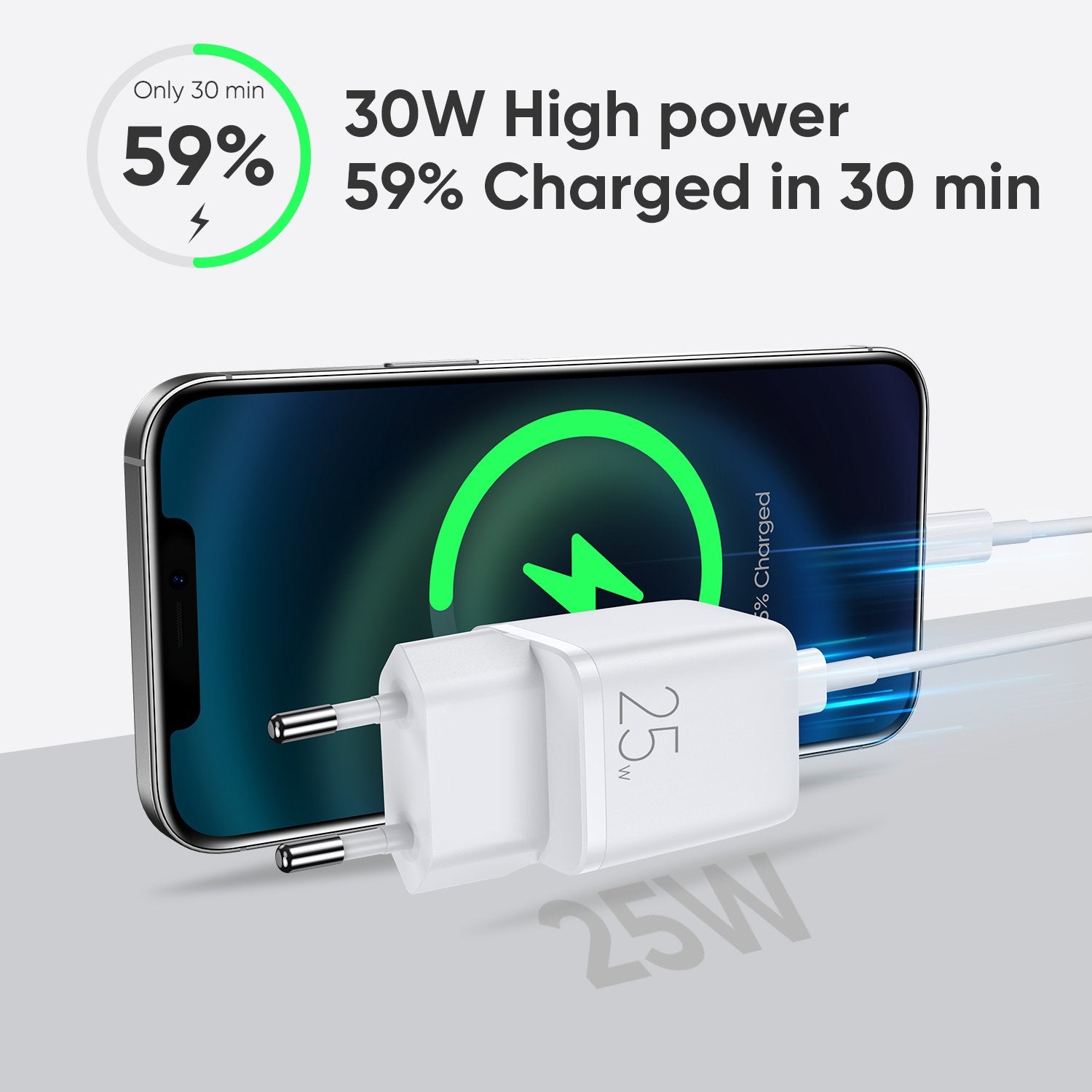 L-P251 PD 25W Mini Intelligent Fast Charger Adapter with USB-C Cable