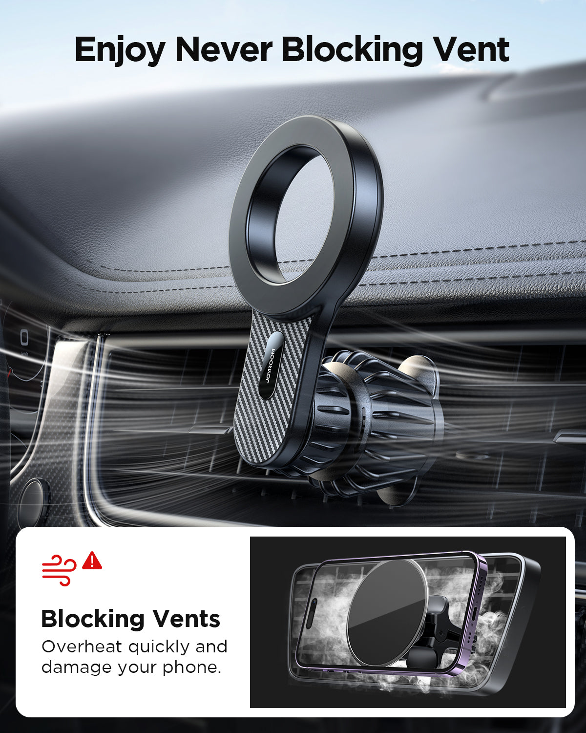 JR-ZS355 Magnetic Car Phone Mount (Air Vent)