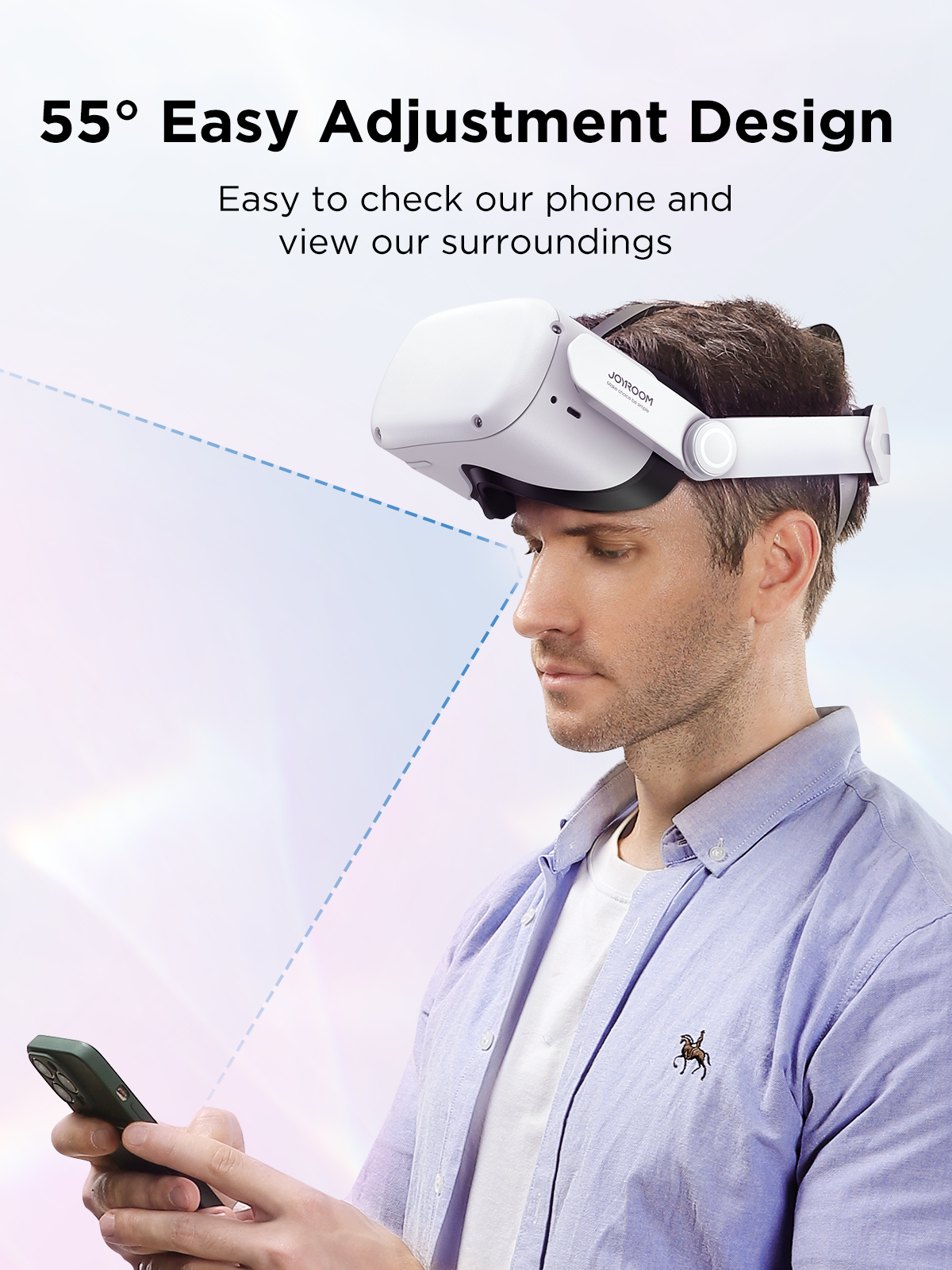JOYROOM Head Strap Compatible with Oculus Quest 2,Replacement for Elite Strap,[Counter Balance & Reduce Facial Pressure] Lightweight and Adjustable Head Strap for Adults and Child