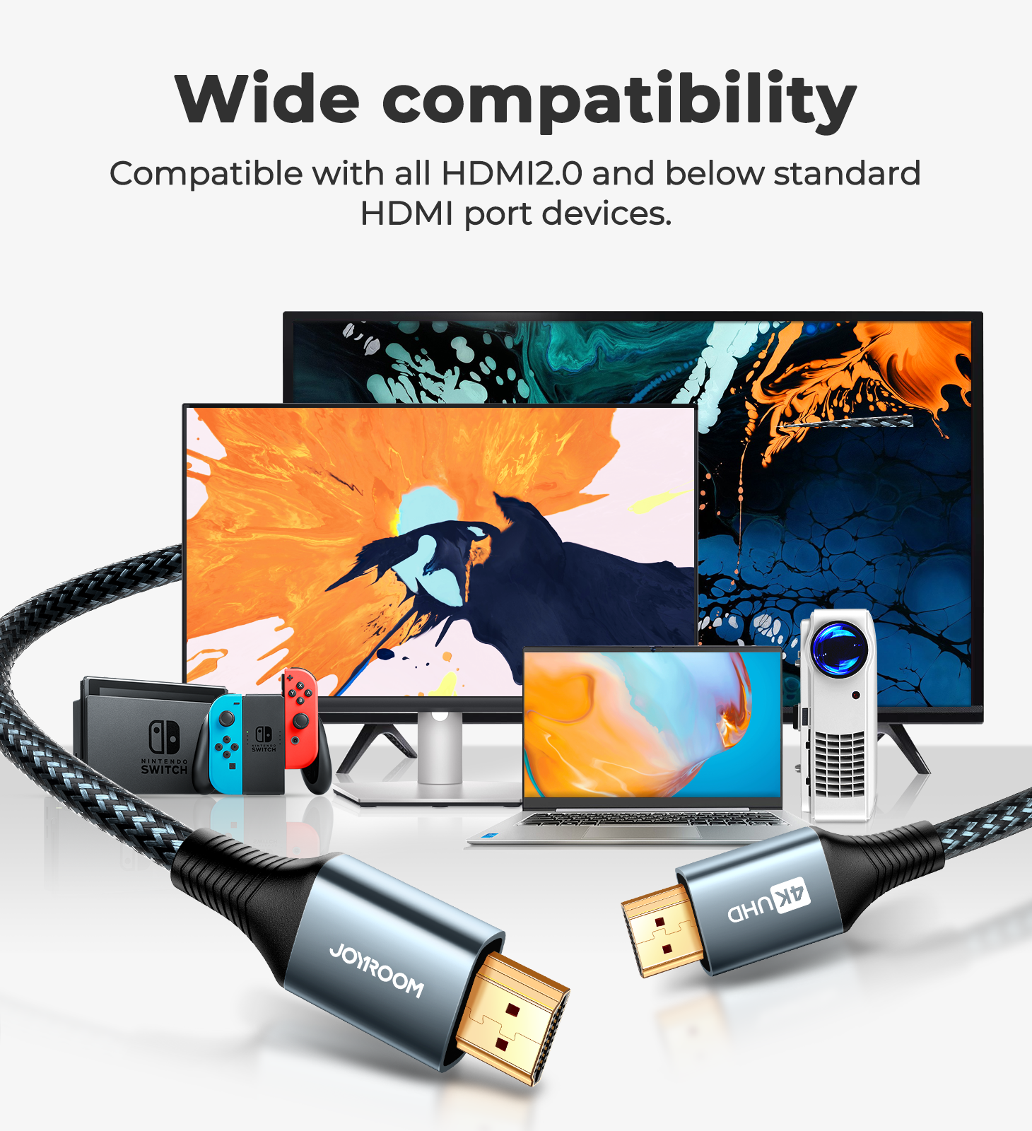 JOYROOM SY-20H1 4K 60Hz HDMI to HDMI Adapter Cable (200cm) 2 SY-20H1 HDMI To HDMI Cable (4K@60Hz)
