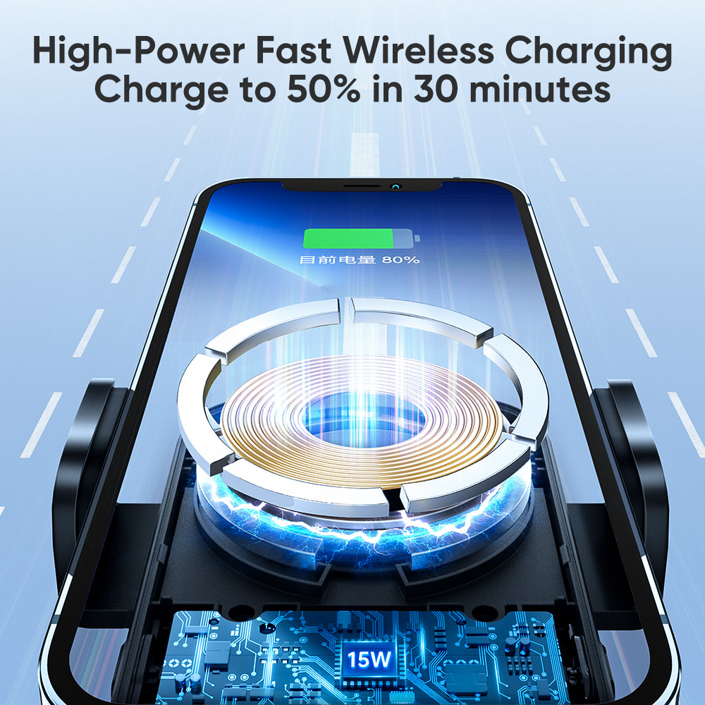 JR-ZS295 Magnetic Wireless Car Charger Holder -Black