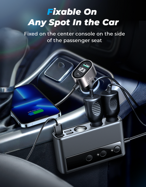 154W Car cigarette lighter adapter with three sockets +six ports （PD+QC3.0+USB*4）