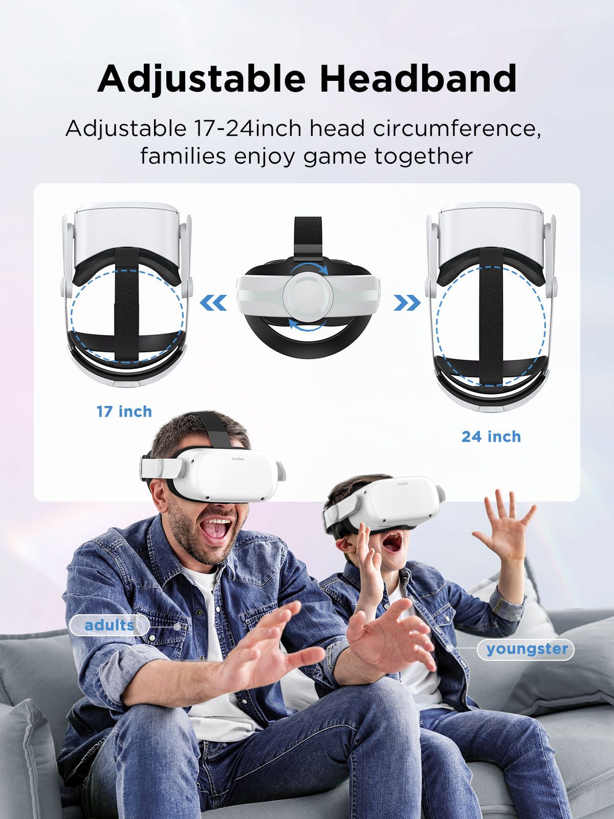 JOYROOM Head Strap Compatible with Oculus Quest 2,Replacement for Elite Strap,[Counter Balance & Reduce Facial Pressure] Lightweight and Adjustable Head Strap for Adults and Child