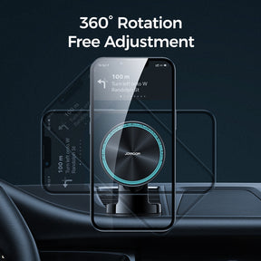 JR-ZS290 Magnetic Wireless Car Charger Holder with LED Letter Ring -Silver