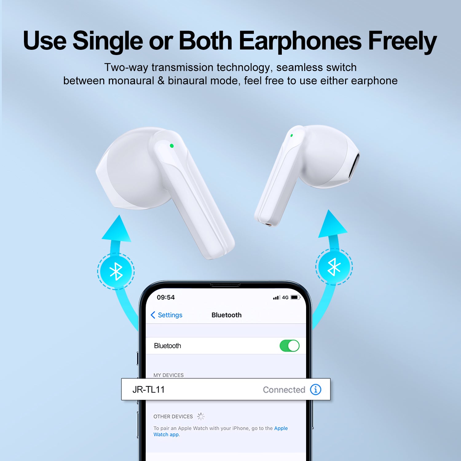 Use Single or Both Earphones Freely