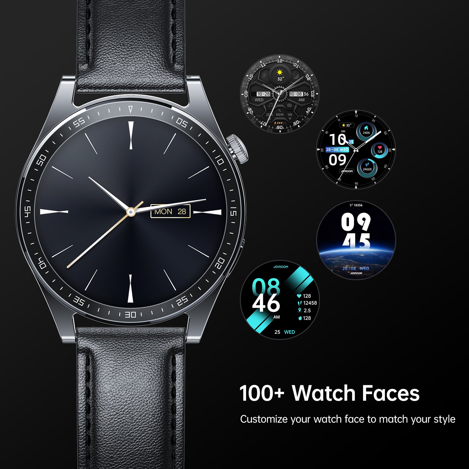 JR-FC2 Classic Series Smart Watch (Make/Answer Call)-Black