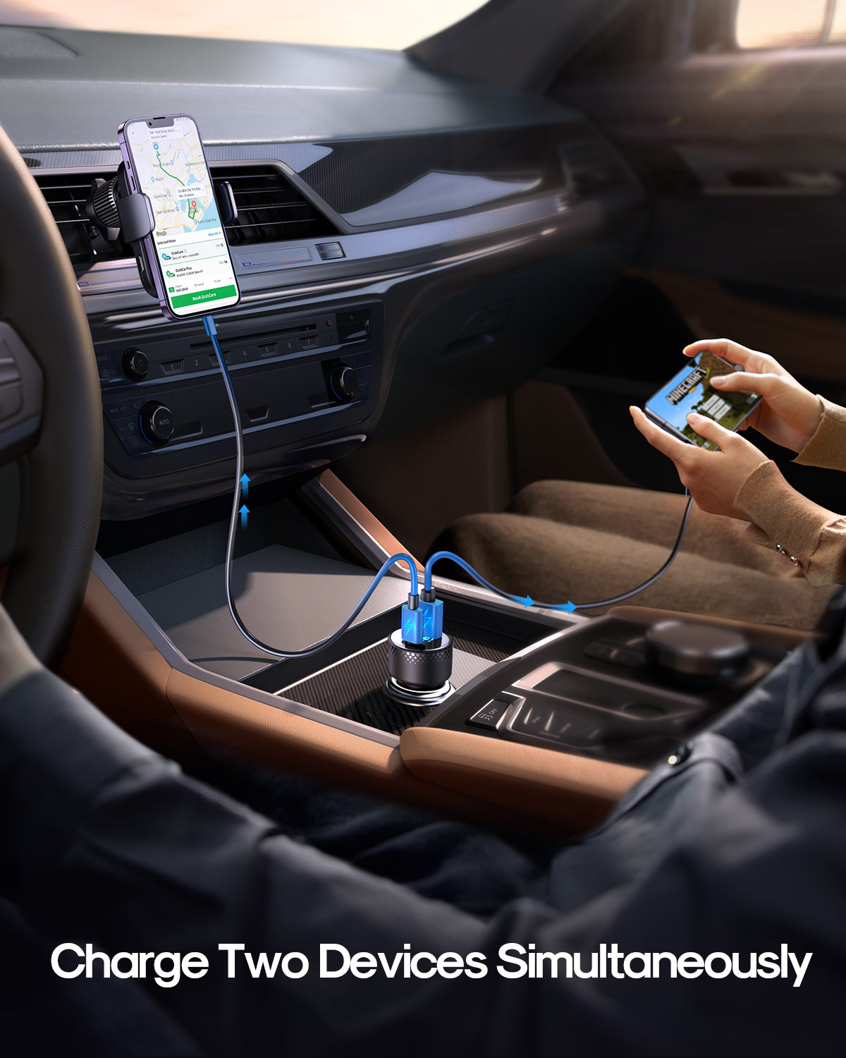 JR-CCD01 53W Dual-Port (A+C) Digital Display Car Charger