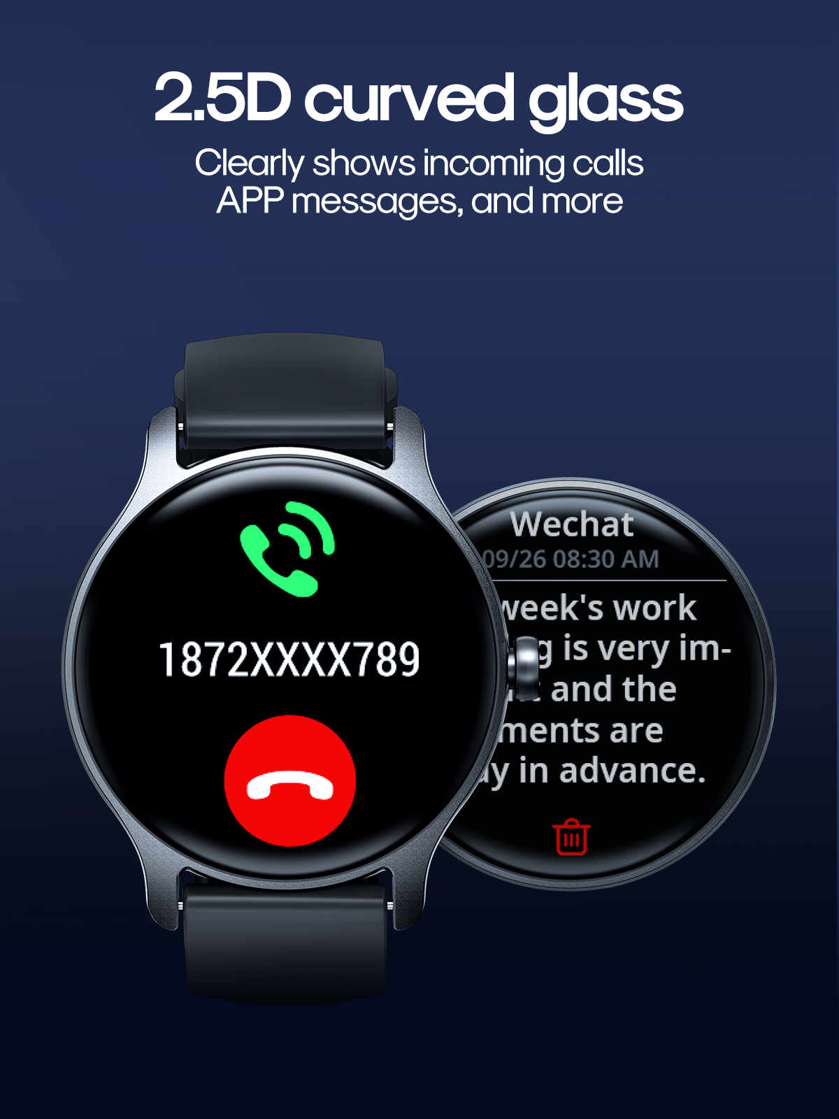 JR-FC1 Classic Series Smart Watch (Make/Answer Call) Dark Gray