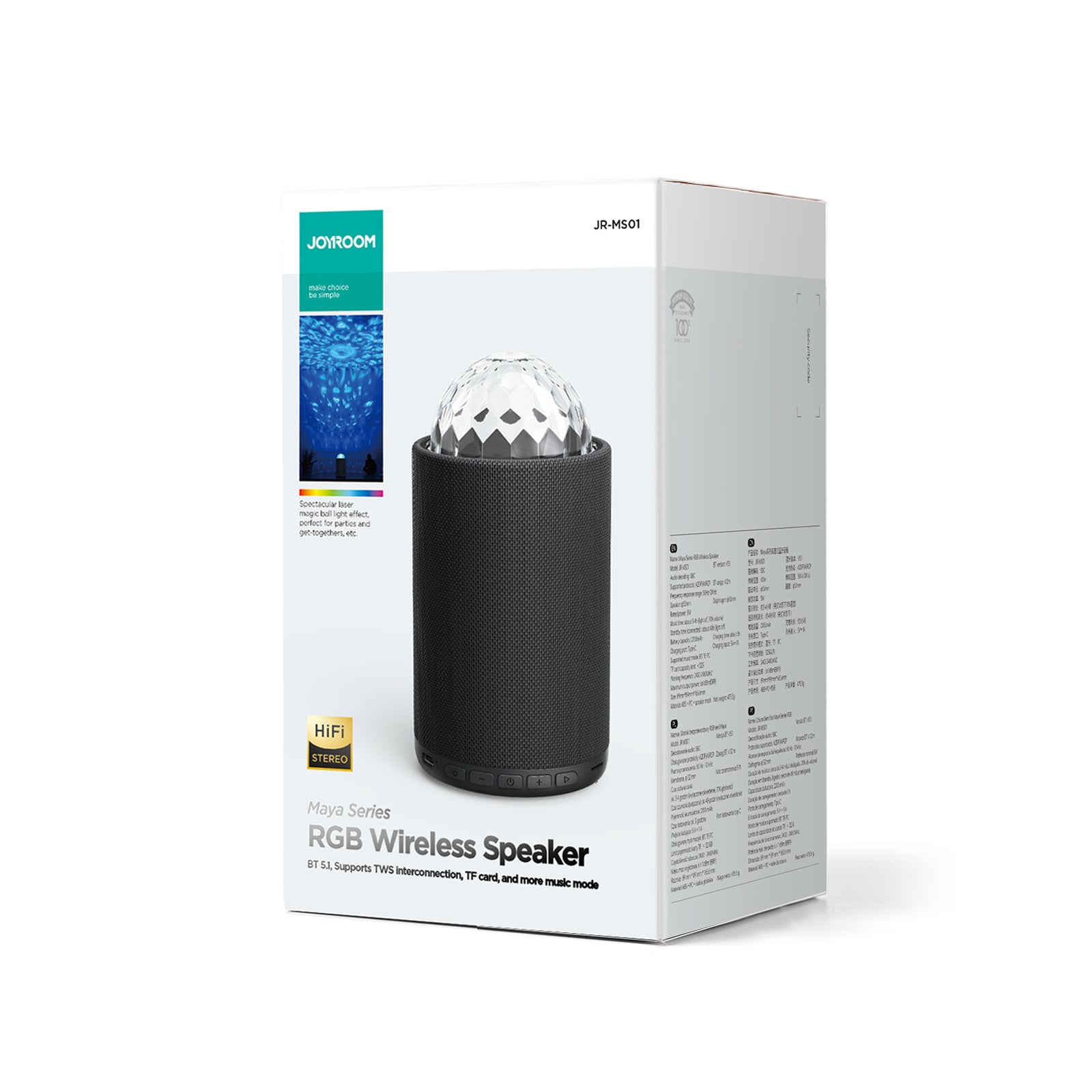 JR-MS01 Maya Series RGB Wireless Speaker-Black