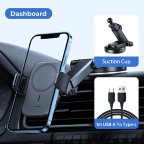 JR-ZS295 Magnetic Wireless Car Charger Holder -Black