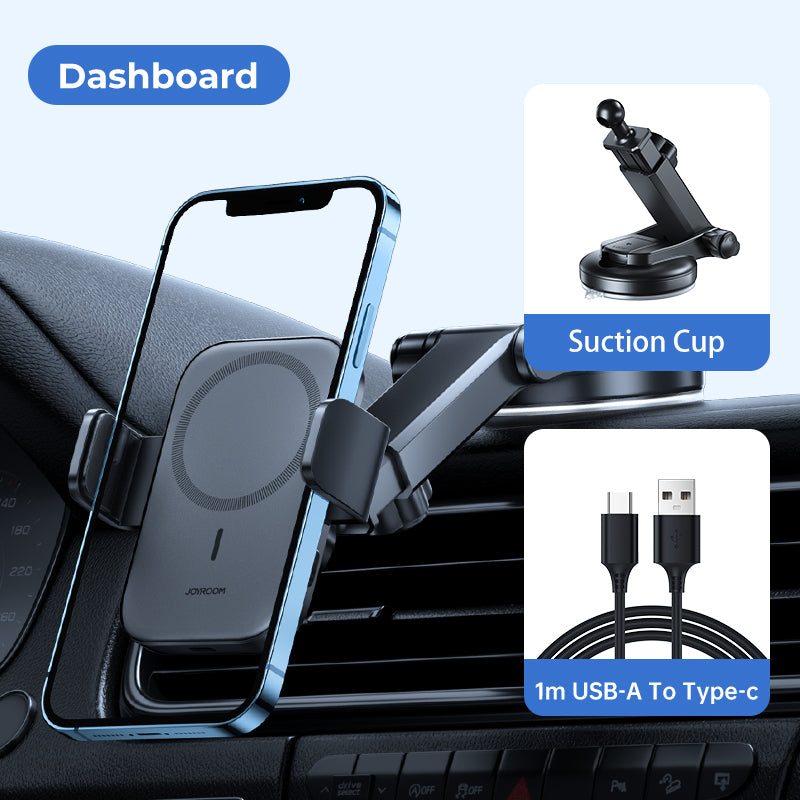 JR-ZS295 Magnetic Wireless Car Charger Holder -Black