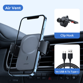 JR-ZS295 Magnetic Wireless Car Charger Holder -Black